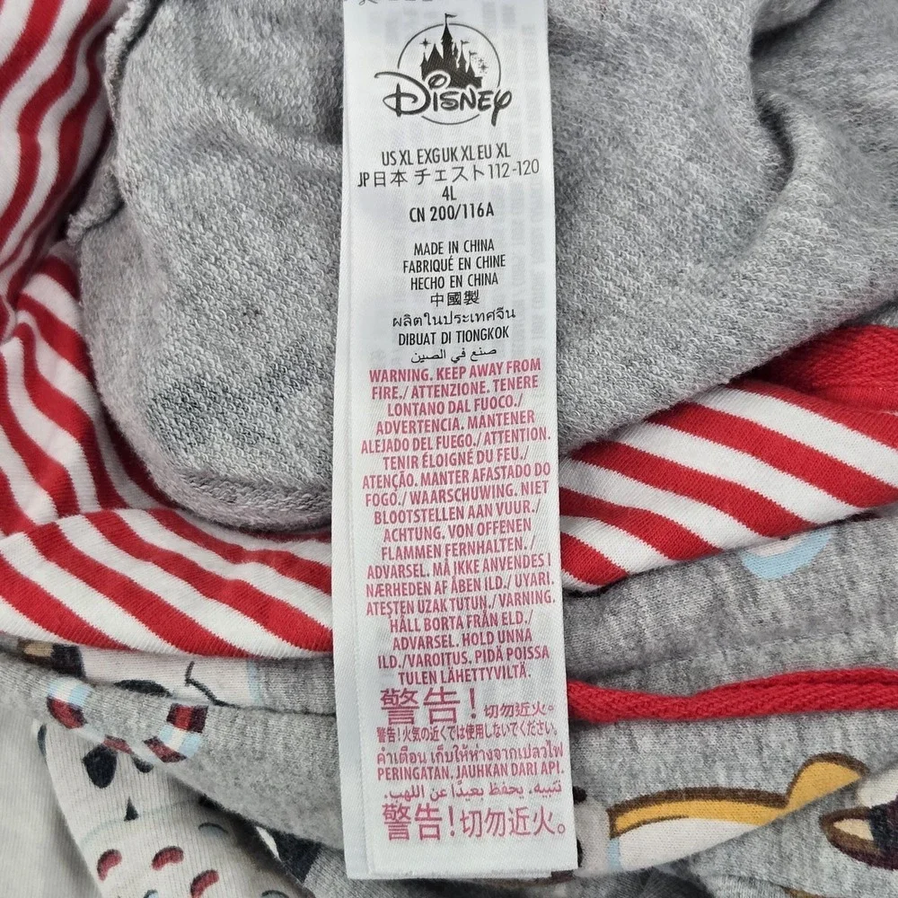 Disney Parks Men Sleepwear XL Gray One‎ Piece Pajamas Mickey Jumpsuit